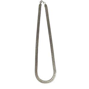 VTG Sterling Silver 925 Herringbone Chain Necklace 19” Diamond Cut Texture Italy